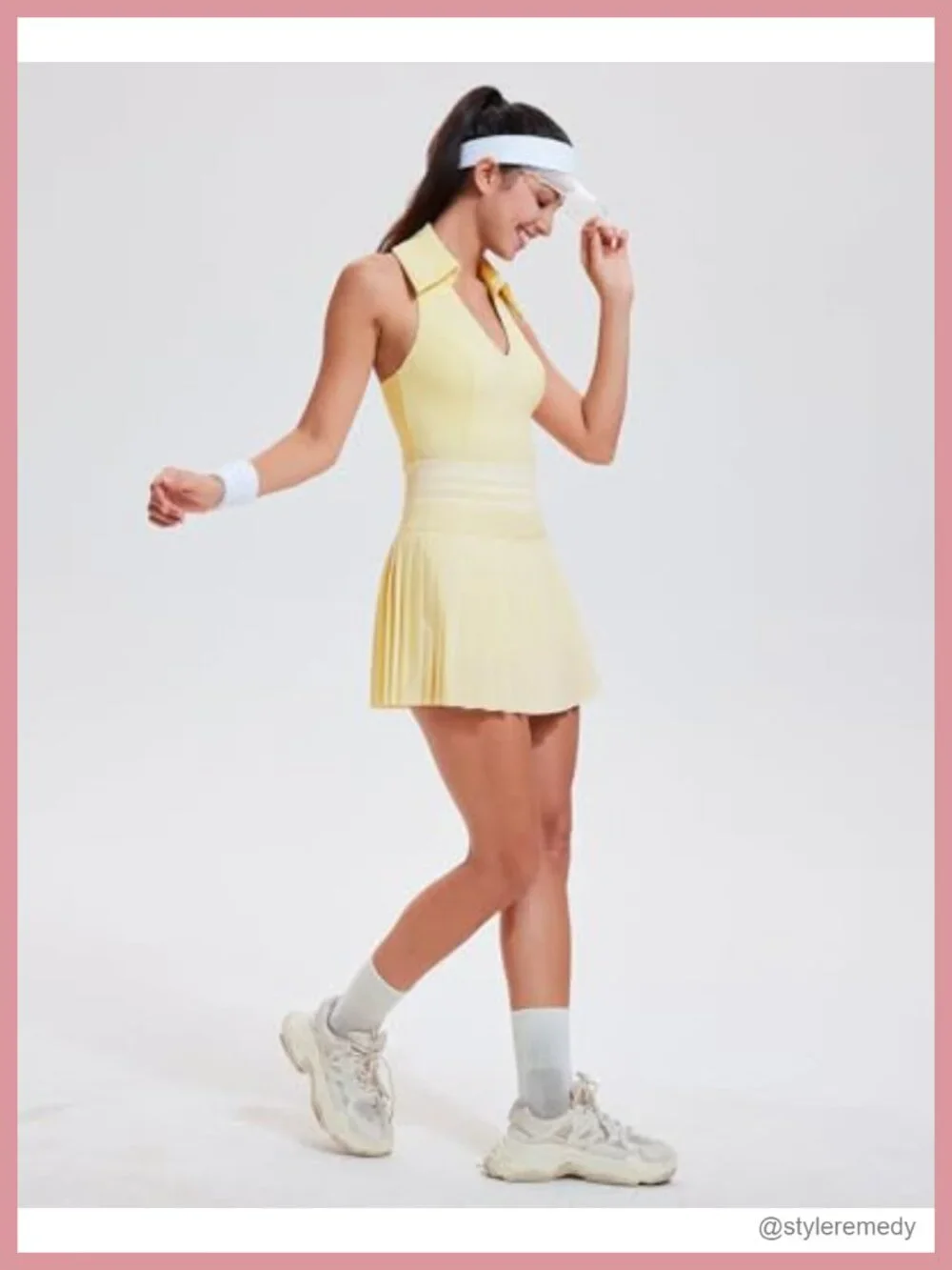 Women 2 Piece Tennis Skirt Set Polo Golf Outfits Racerback Tank Top Pleated